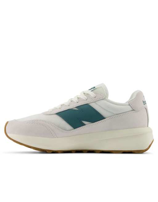 New Balance 370 trainers in off white and green, 3 of 4