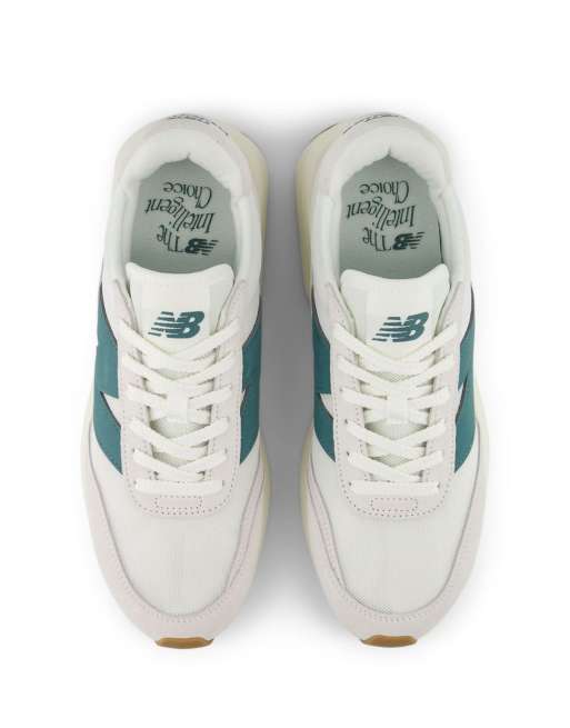 New Balance 370 trainers in off white and green, 4 of 4