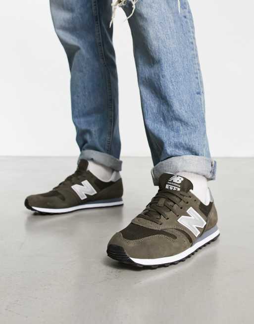 New Balance 373 Baskets Kaki et blanc cass