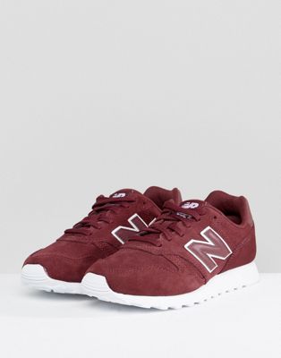 new balance 373 suede trainers in burgundy
