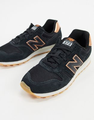 new balance black and rose gold trainers