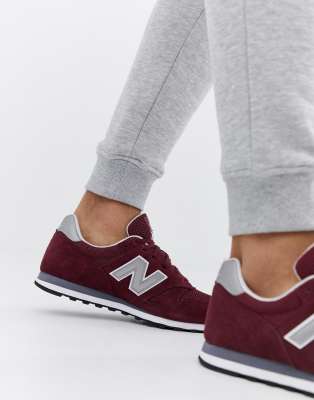 new balance 373 suede trainers in off white and burgundy