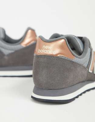 grey and rose gold trainers