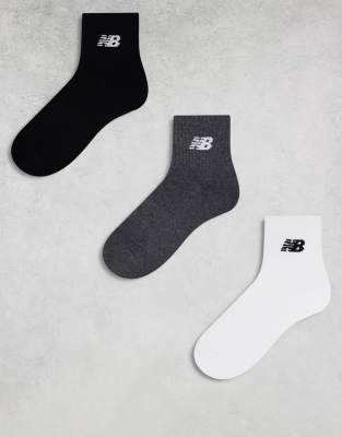 New Balance - 3er-Pack Knöchelsocken in mehreren Farben mit Logo-Bunt