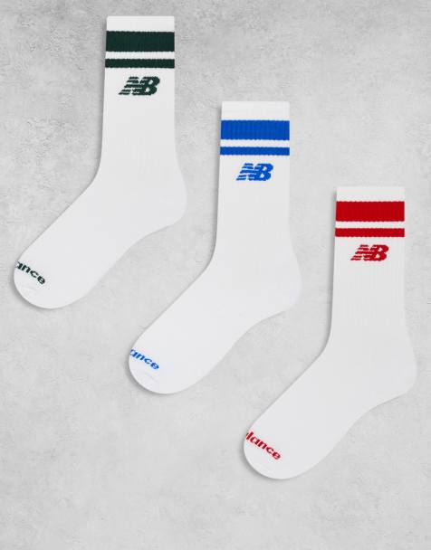 New Balance – 3er-Pack Mid-Socken in Weiß mit bunten Streifen - view 1