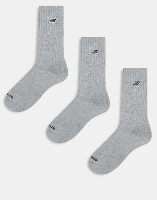 New Balance – 3er-Pack Socken in Grau mit aufgesticktem Logo