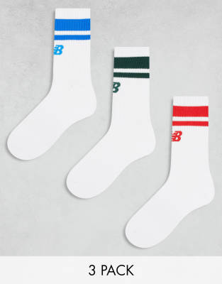 New Balance - 3er-Pack Socken in Weiß-Bunt mit Logo