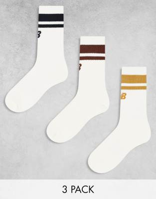 New Balance - 3er-Pack Socken in Wollweiß/mehrfarbig mit Logo