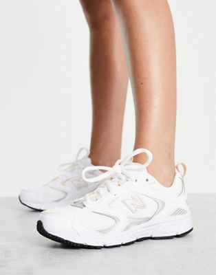 New Balance 408 trainers in white and pink | ASOS