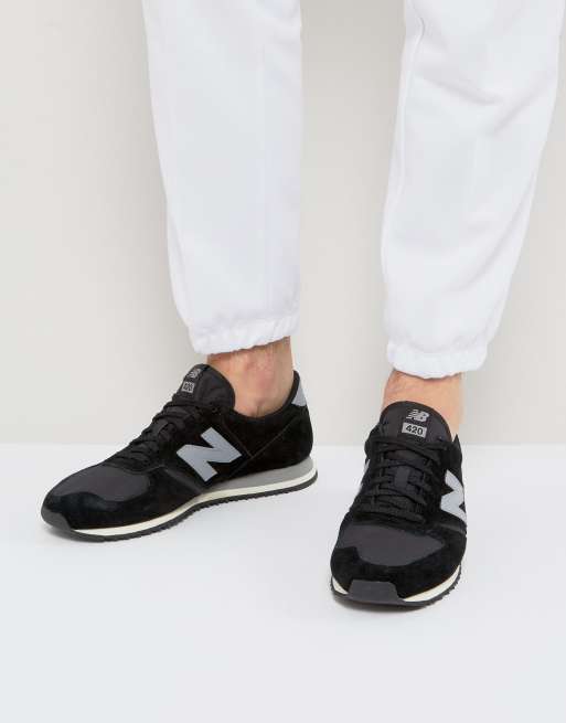 New balance 420 baskets en daim noir et shop gris