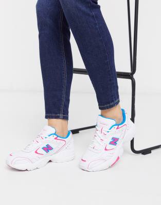 New Balance 452 Chunky Sneakers in white pink ASOS