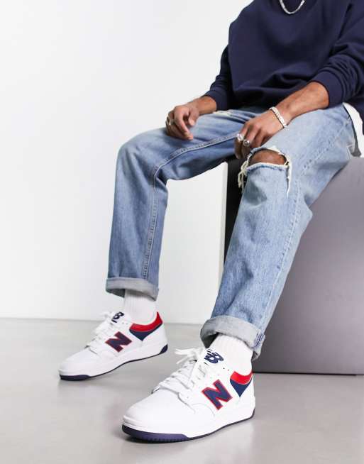 Skim Fantastisch handtekening New Balance - 480 - Baskets - Blanc, rouge et bleu marine | ASOS