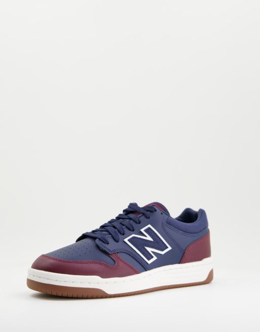 New Balance 480 court sneakers in navy and burgundy ASOS