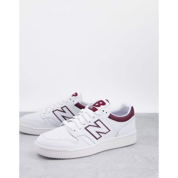 Rusland transmissie pik New Balance 480 court sneakers in white and burgundy | ASOS