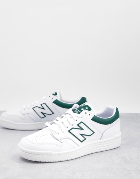 New Balance 480 court sneakers in white and green - view 1