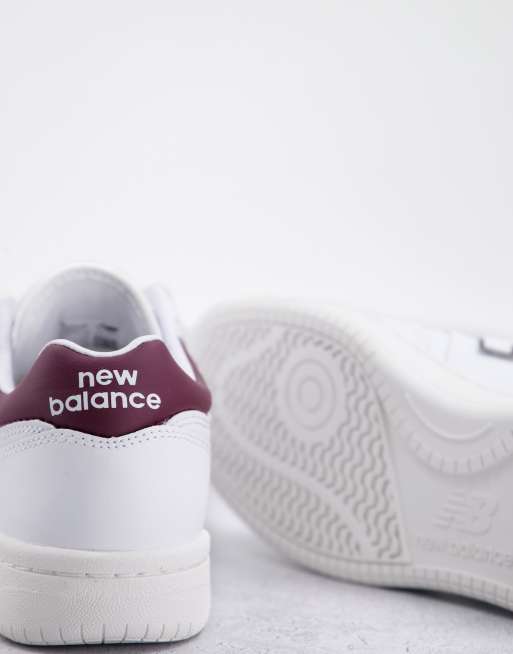 New Balance - 480 court - Sneakers in wit en bordeauxrood, 3 van 4