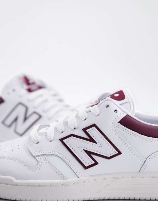 New Balance - 480 court - Sneakers in wit en bordeauxrood, 4 van 4