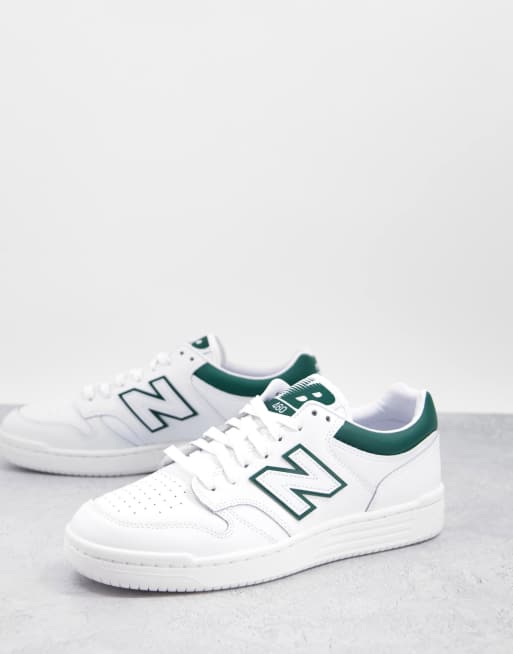 New Balance 480 Court Sneakers in wit en groen ASOS