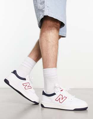 New balance red cheap white and blue sneakers