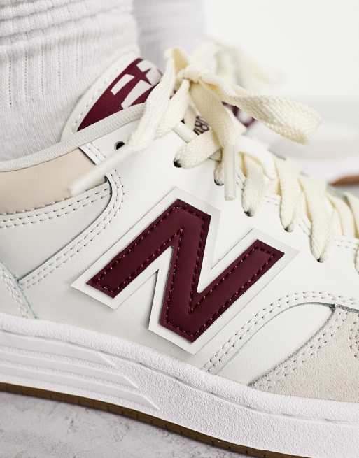 New Balance 480 sneakers in white burgundy