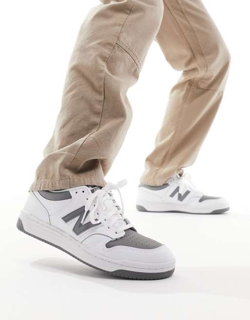 New Balance 480 sneakers in white with dark gray detail |