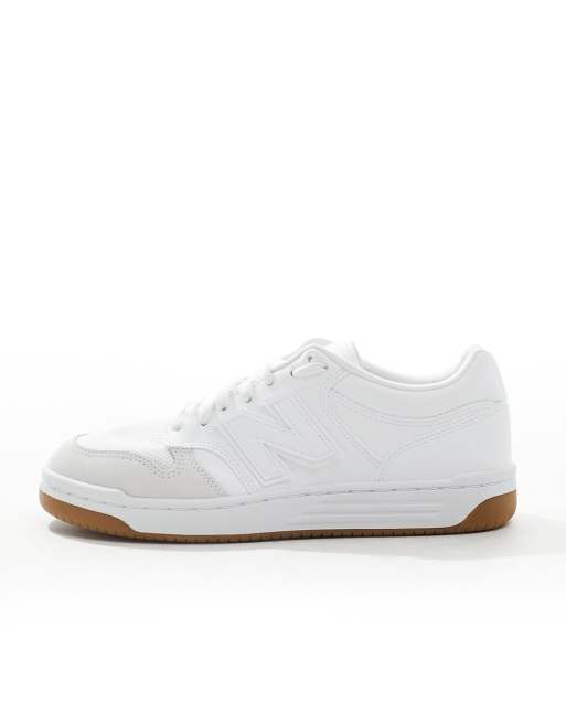 New Balance 480 trainers with gum sole in white