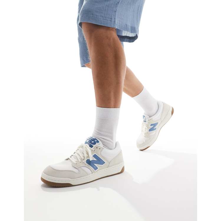 New Balance 480 trainers in white and blue