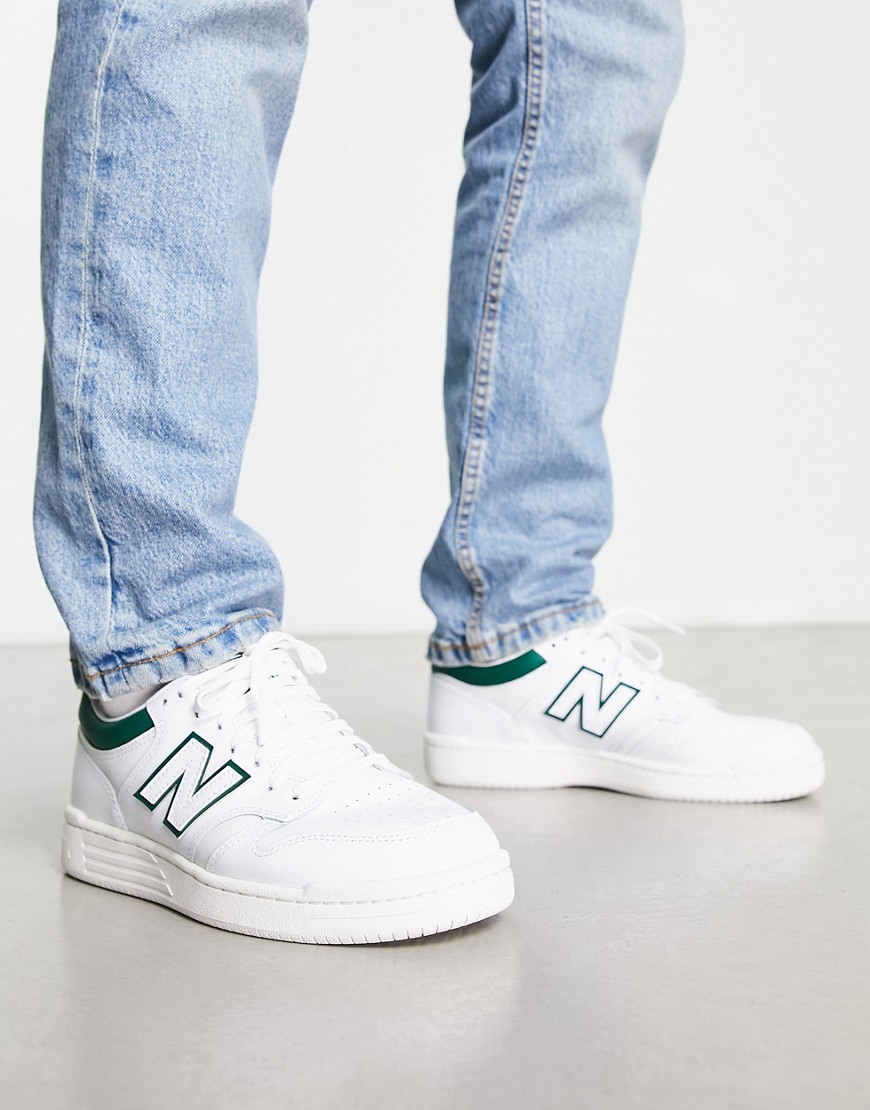 New Balance 480 trainers in white and green