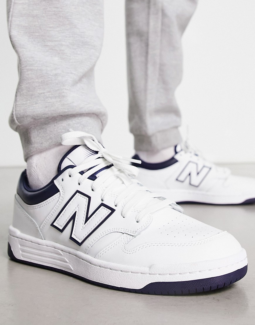 New Balance 480 trainers in white and navy