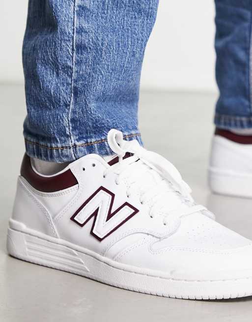 New Balance 480 trainers in white and red