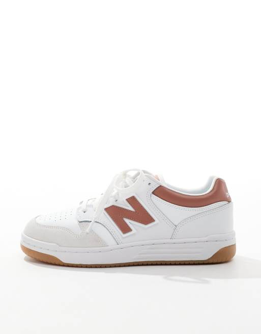 New Balance 480 trainers in white and red ASOS