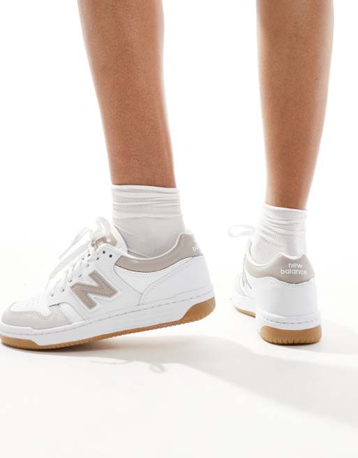 New Balance – 480 – Vita och beige sneakers med gummisula, 3 av 5
