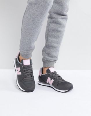 New Balance - 500 - Sneakers in grijs en roze