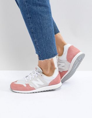 New Balance 520 Colourblock Suede Trainers In White And Pink | ASOS