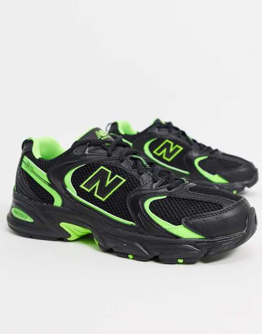 New Balance 530 Baskets Noir et fluo ASOS