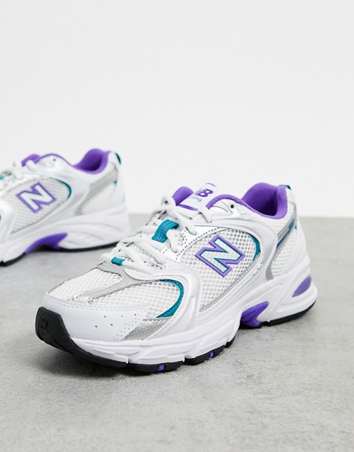 New Balance 530 mesh trainers in white and lilac