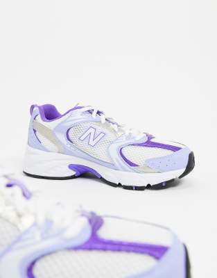 new balance 530 mesh trainers in white and lilac