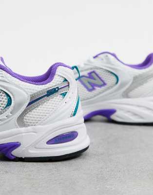 new balance 530 mesh trainers in white and lilac