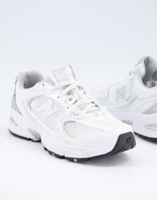 New Balance 530 metallic trainers in white  - ASOS Price Checker