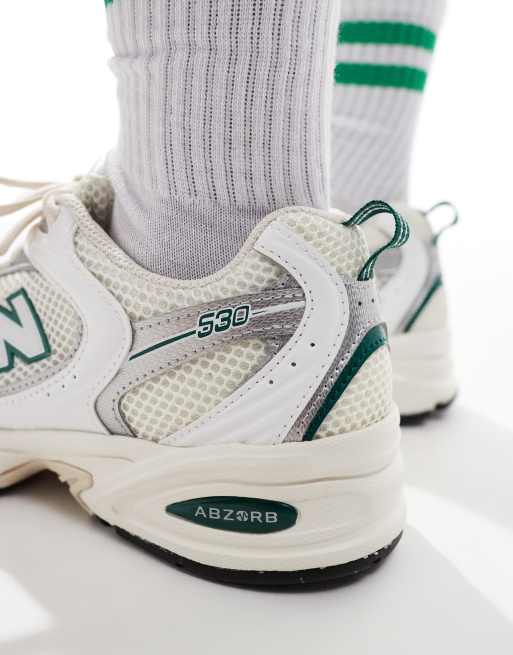 New Balance - 530 - Sneakers i hvid og grøn, 5 af 5