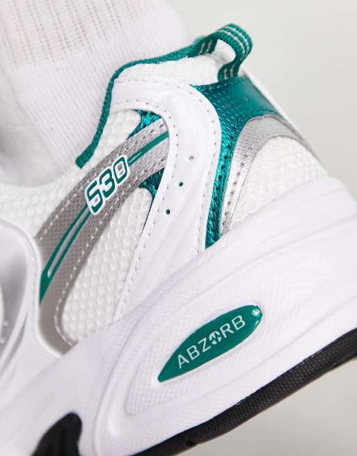 New Balance 530 sneakers in white and metallic with teal detailing - WHITE, 3 of 4