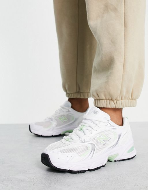 New Balance 530 sneakers in white and pastel green - exclusive to ASOS -  WHITE