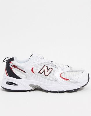 New Balance 530 sneakers in white, red and silver | ASOS