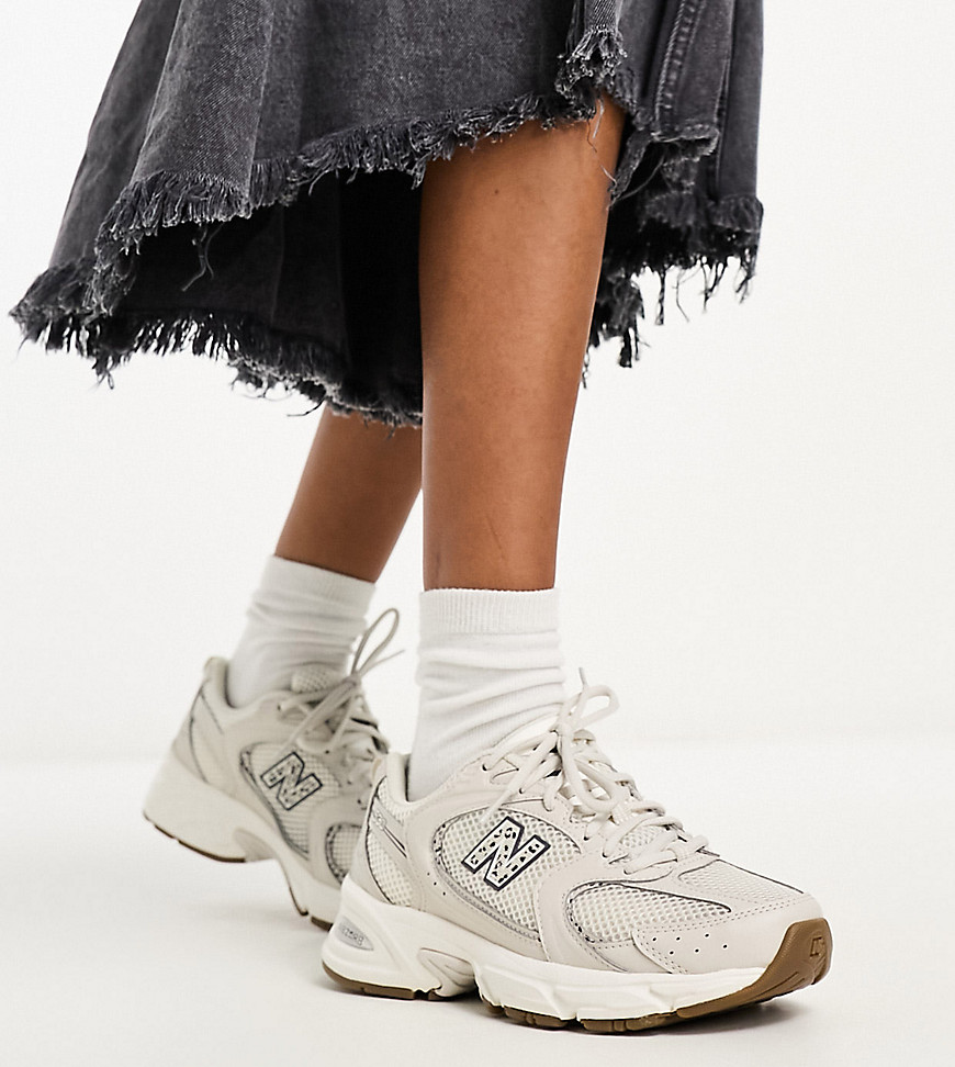 New Balance 530 trainers in beige and leopard print - exclusive to ASOS-Neutral
