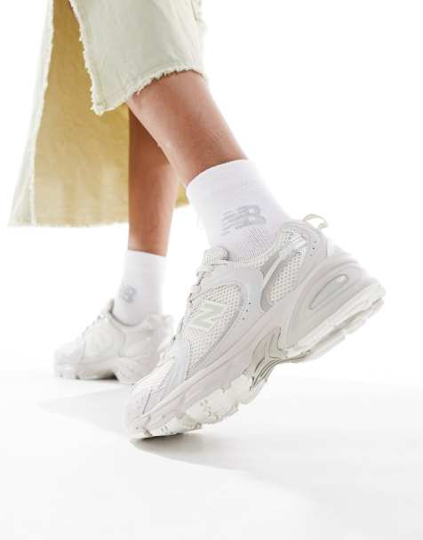 Women's Trainers, White, Chunky & Leather Sneakers