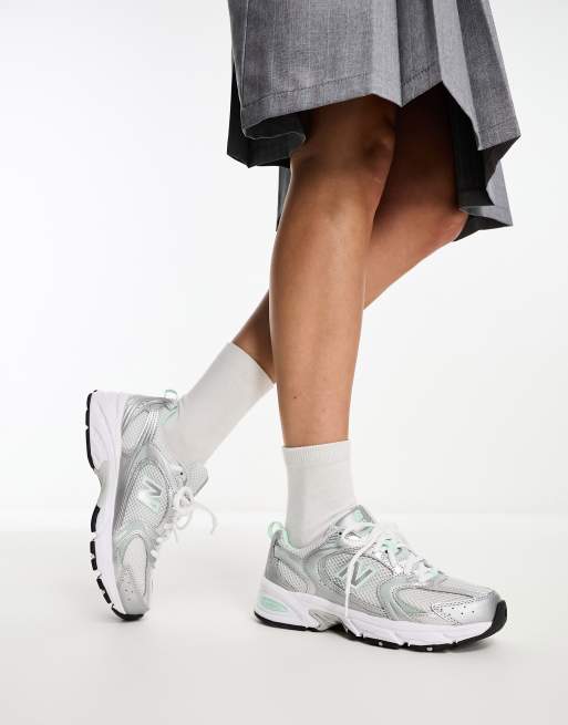 New Balance 530 trainers in metallic and mint green ASOS