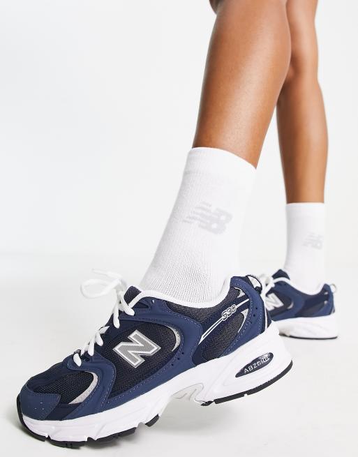 new balance white silver navy 530