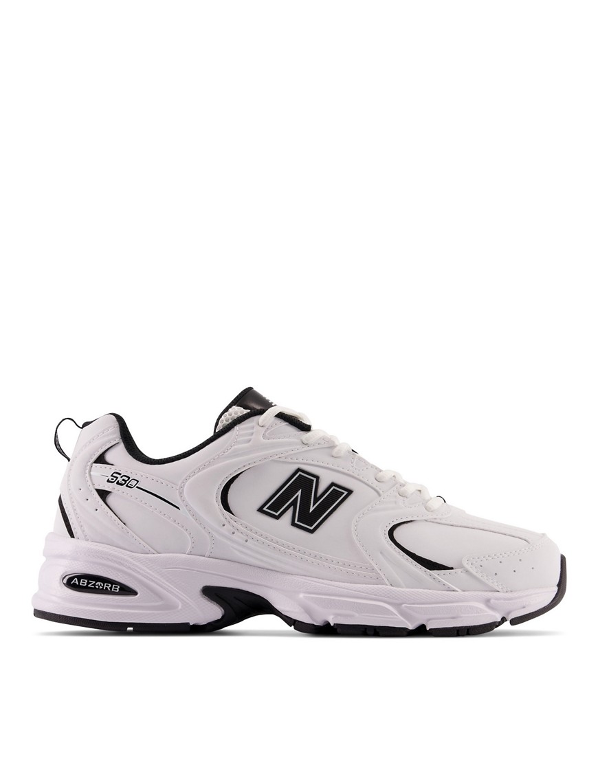 new balance 530 trainers in white and black