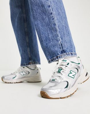 New Balance 530 trainers in white and green - exclusive to ASOS