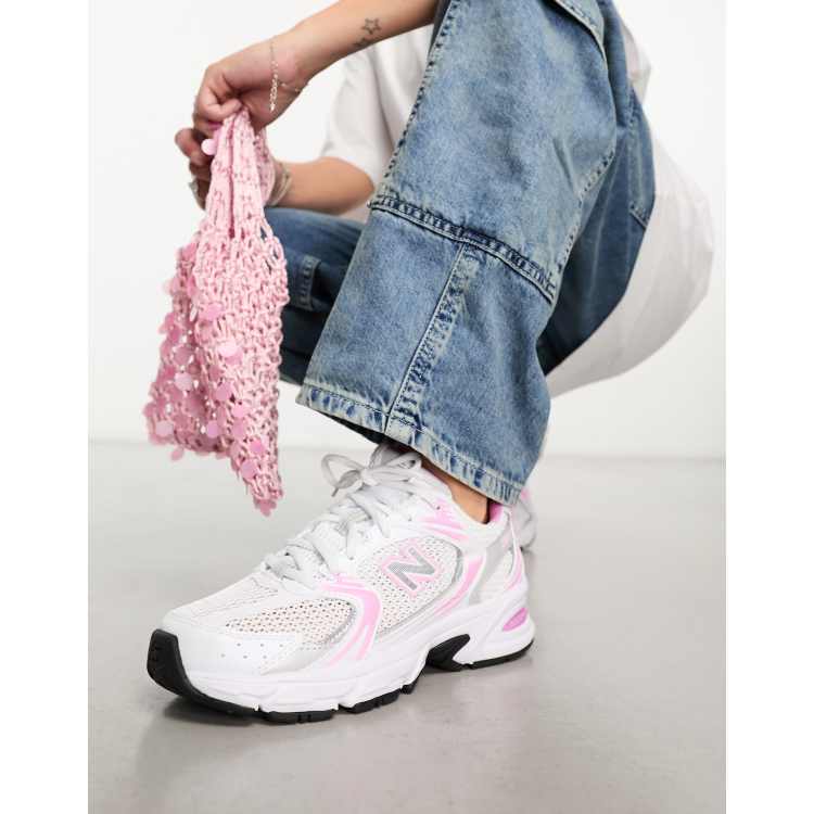 New Balance 530 trainers in white and pink ASOS